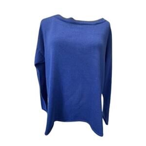 "EILEEN FISHER" Long Sleeve‎ Wide Neck Sweater SZ M 100% Merino Wool Old Money